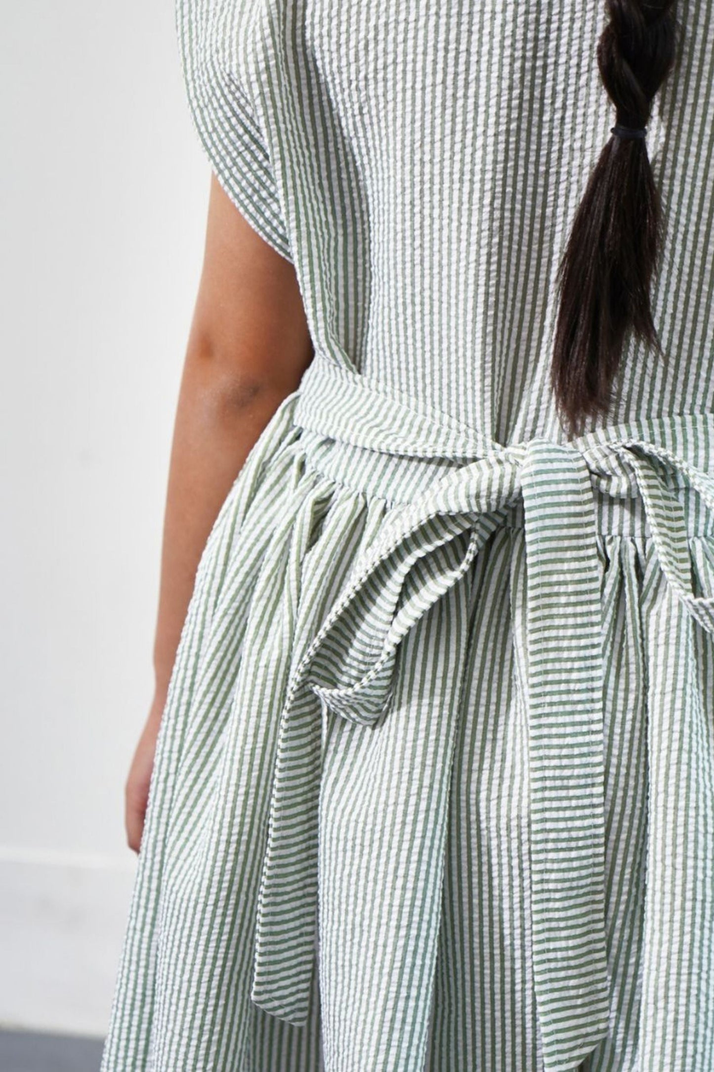 Petite Kelly Dress - Sage Stripes