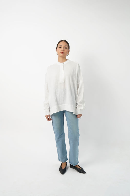 Baltic Textured Top - Broken White