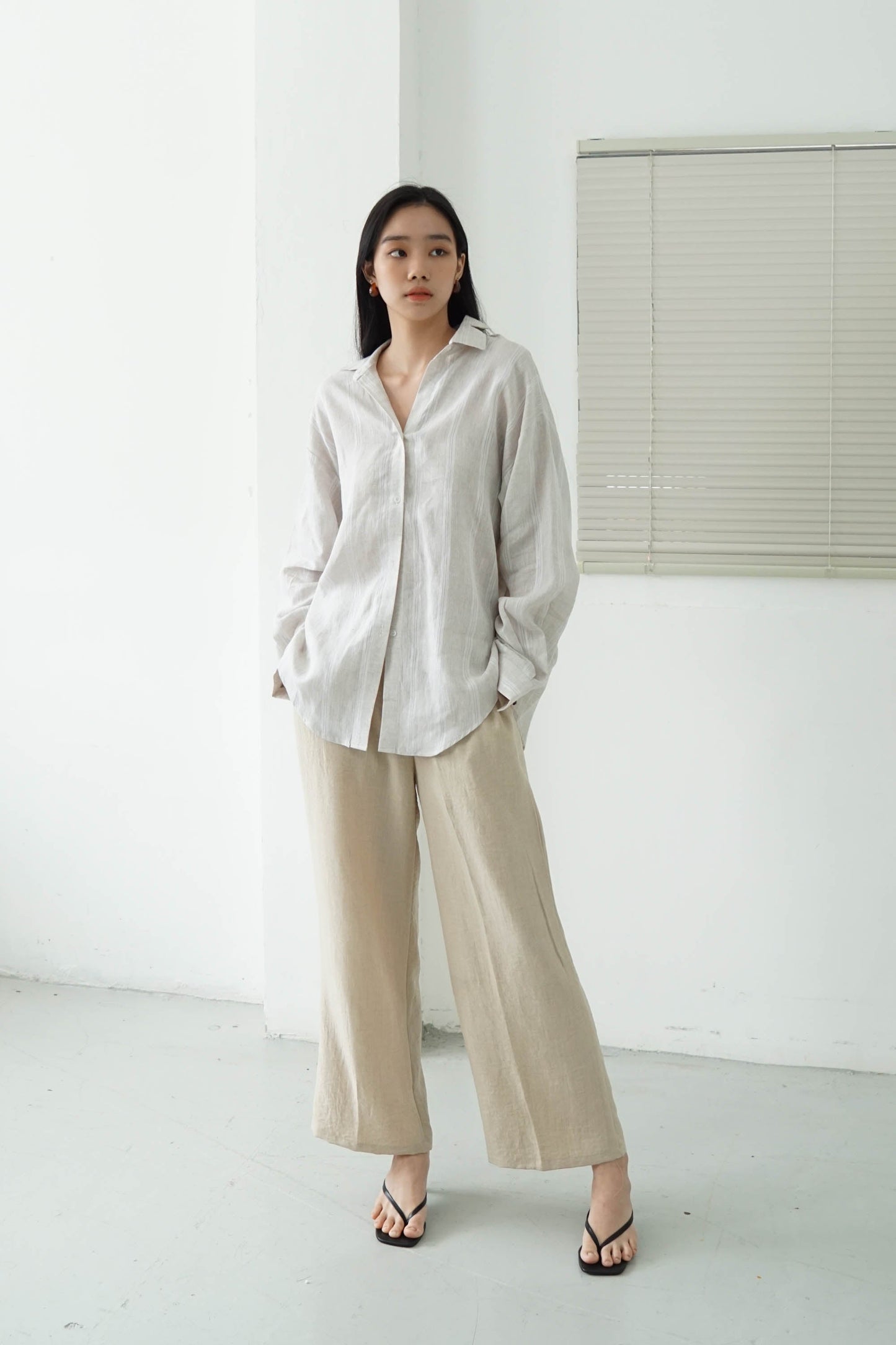 Oversized Linen Shirt - Cream