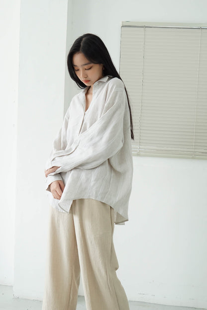 Oversized Linen Shirt - Cream