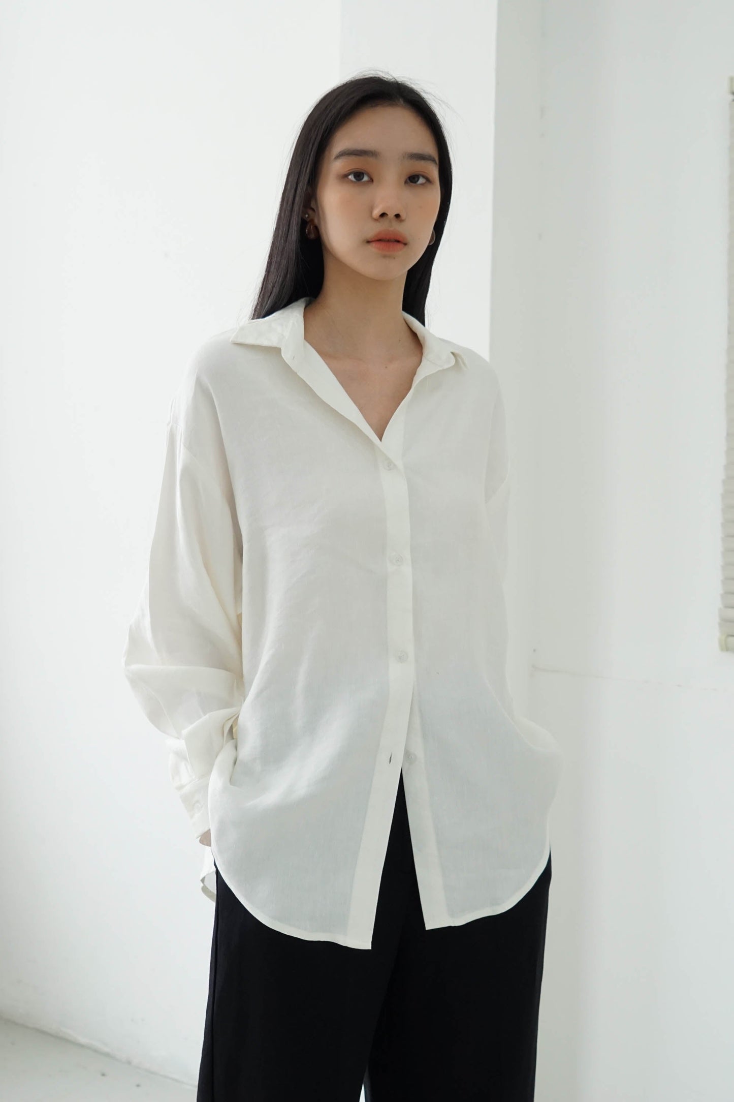 Oversized Linen Shirt - Broken White