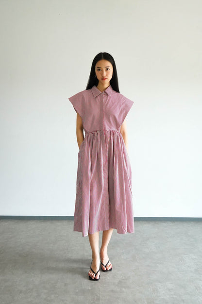 Playa Dress - Maroon Stripes