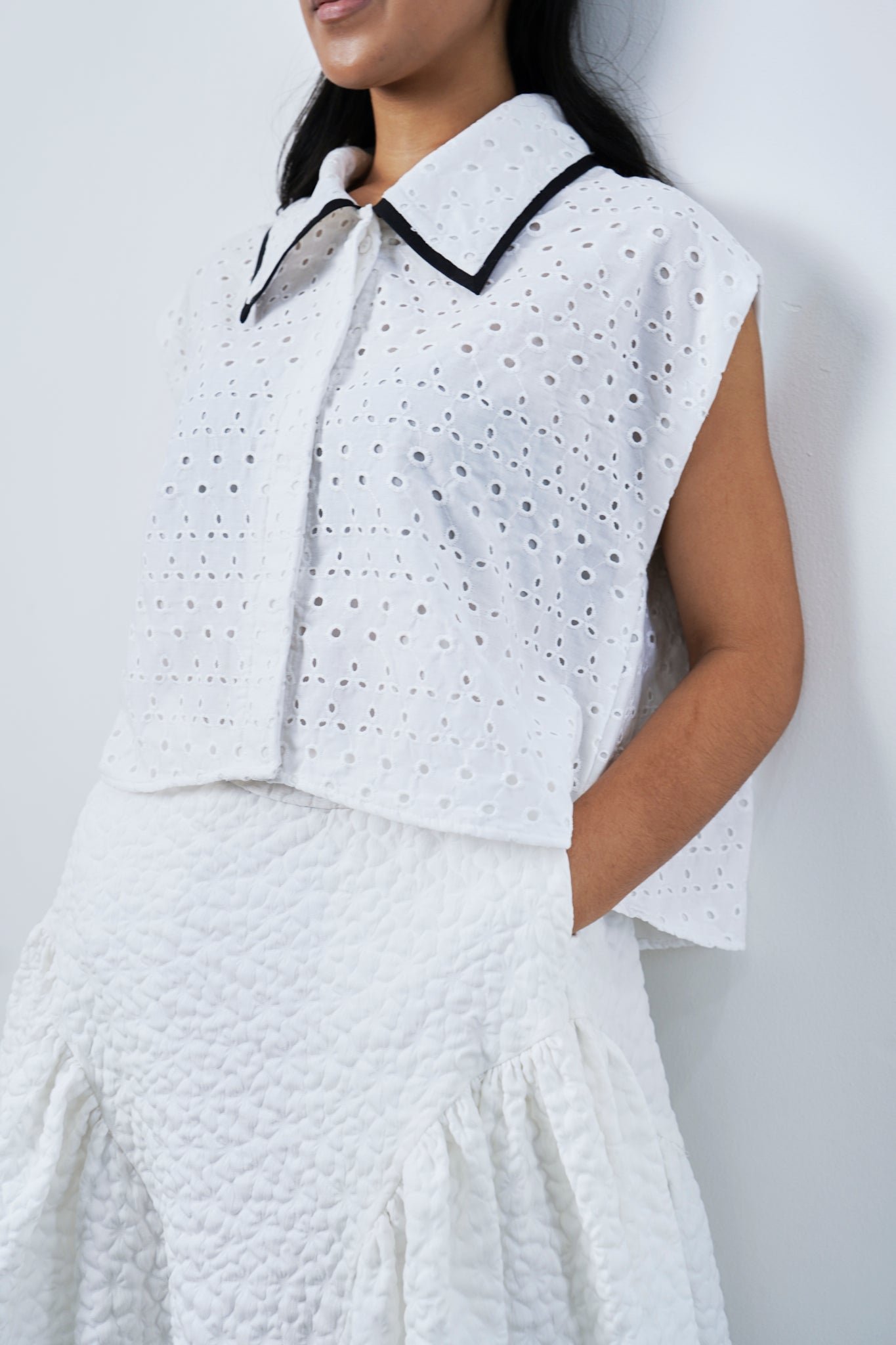 Kala Top Embroidery - White