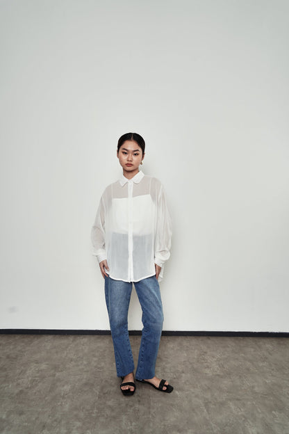 Basic Loose Blouse - Sheer White