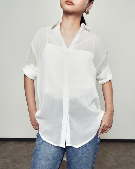 Basic Loose Blouse - Sheer White