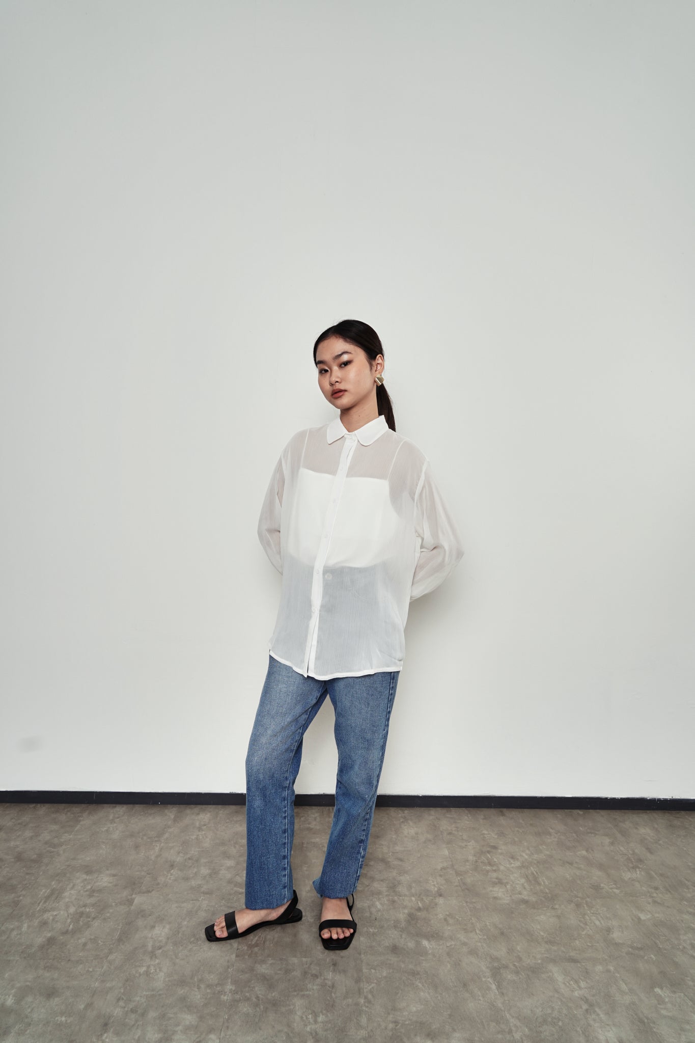 Basic Loose Blouse - Sheer White