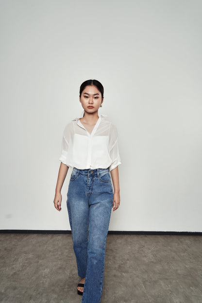 Basic Loose Blouse - Sheer White