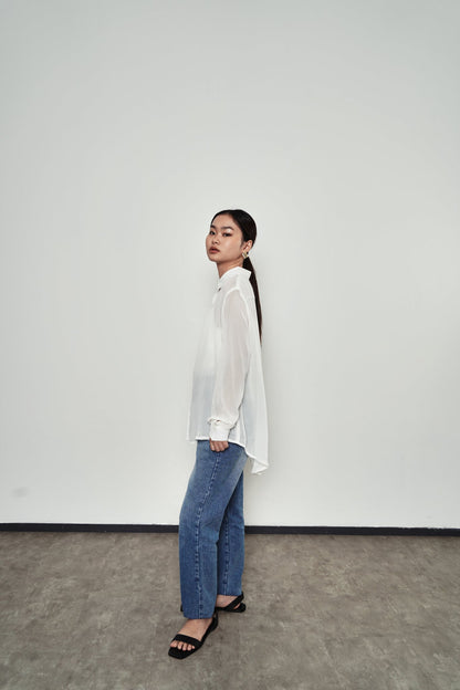 Basic Loose Blouse - Sheer White