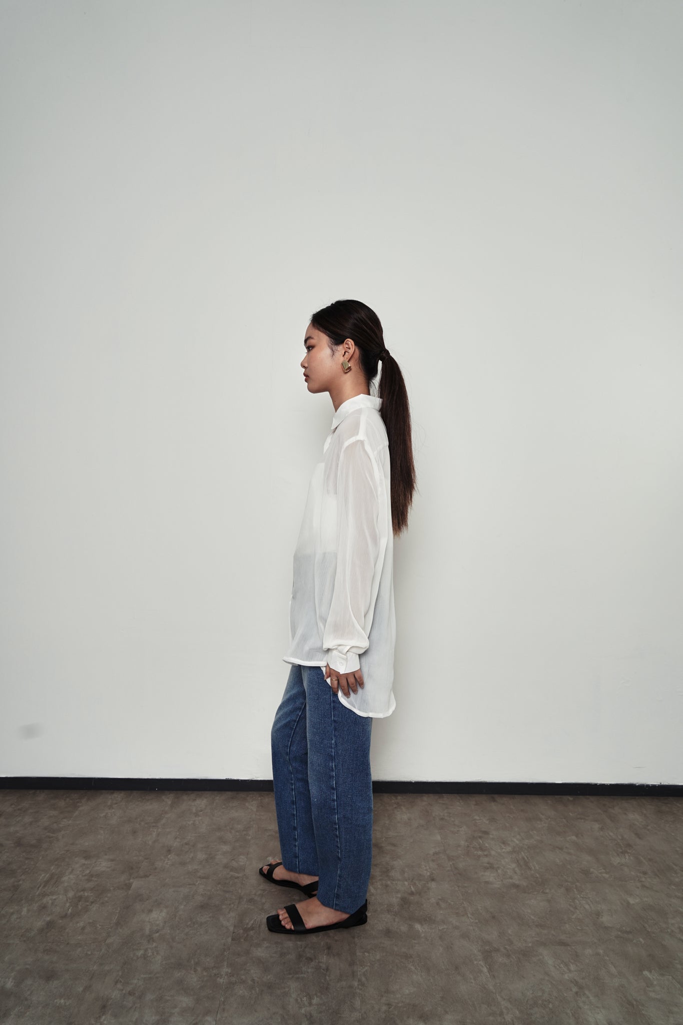 Basic Loose Blouse - Sheer White