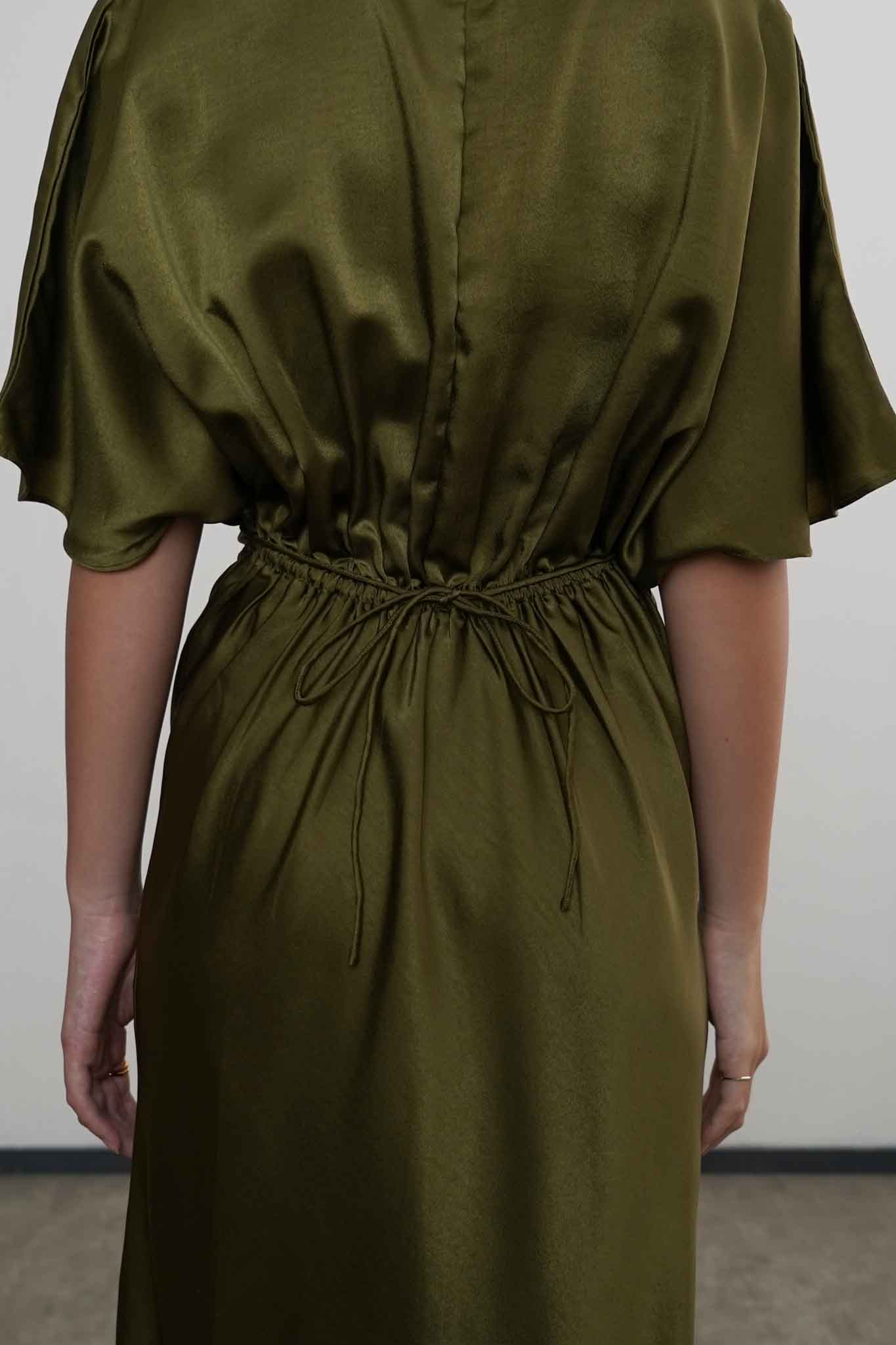 Midi Length Lily Dress - Moss Green