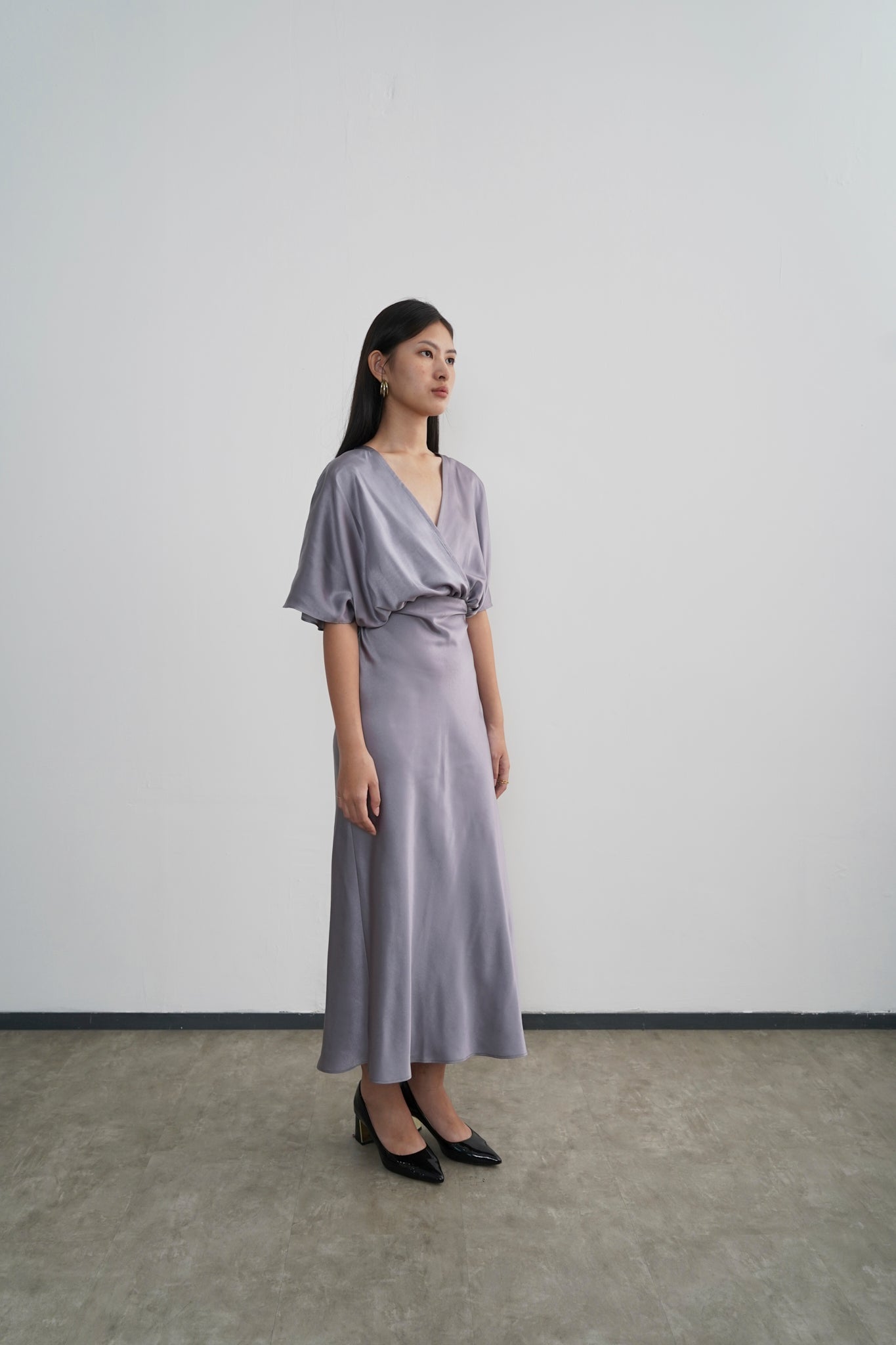 Midi Length Lily Dress - Ash Grey