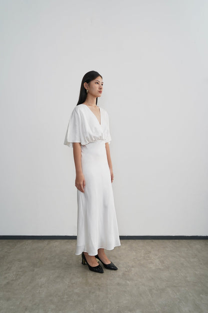 Midi Length Lily Dress - Broken White