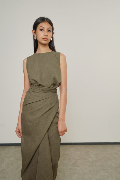 Eleya Dress - Moss Green