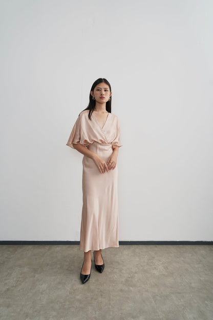 Midi Length Lily Dress - Champagne