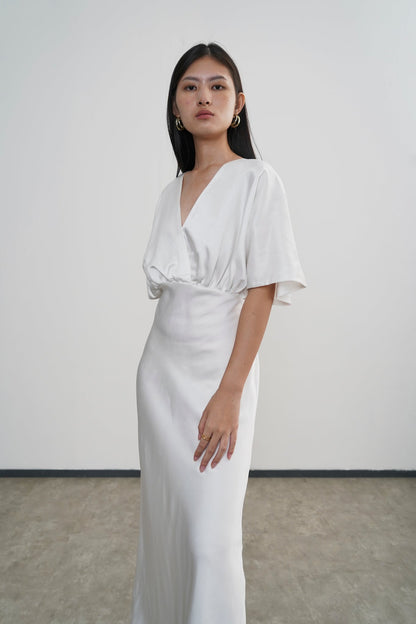 Midi Length Lily Dress - Broken White